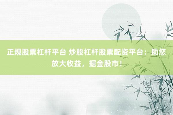 正规股票杠杆平台 炒股杠杆股票配资平台：助您放大收益，掘金股市！