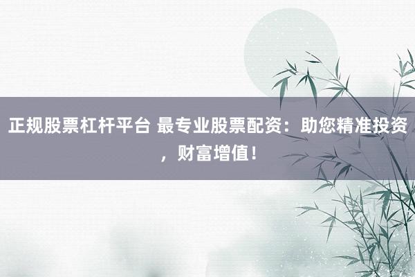 正规股票杠杆平台 最专业股票配资：助您精准投资，财富增值！