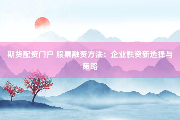 期货配资门户 股票融资方法：企业融资新选择与策略