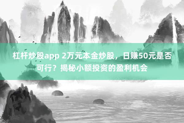 杠杆炒股app 2万元本金炒股，日赚50元是否可行？揭秘小额投资的盈利机会