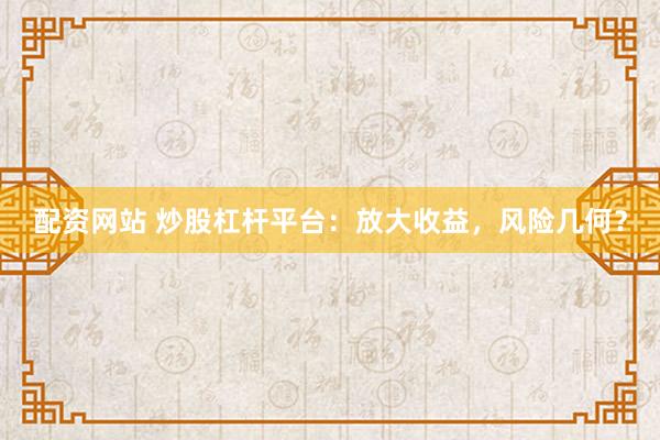 配资网站 炒股杠杆平台：放大收益，风险几何？
