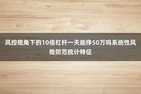 风控视角下的10倍杠杆一天能挣50万吗系统性风险防范统计特征